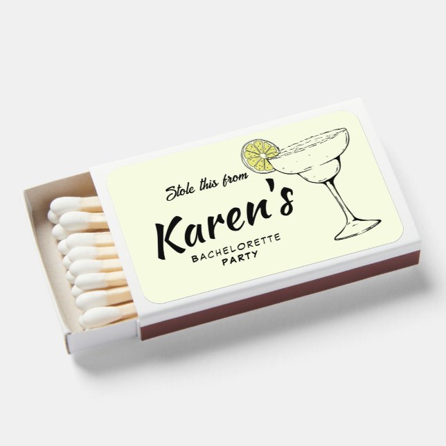 Hand Drawn Margarita bachelorette Matchboxes (Front Open)