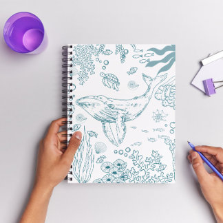 Hand-drawn Marine Life Notebook