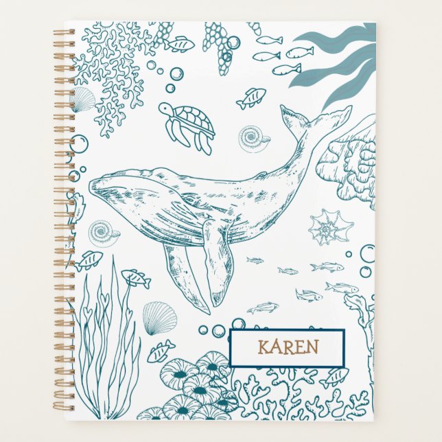Hand-drawn Marine Life Planner (Front)