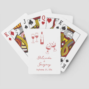 Hand Drawn Maroon Illustrations Doodles Wedding Poker Cards