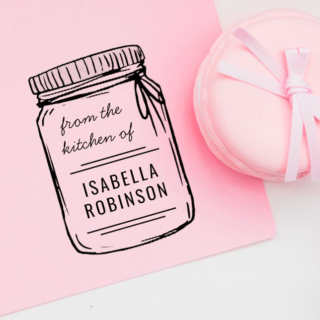 Hand-drawn Mason Jar From The Kitchen Of Name Rubber Stamp (Creator Uploaded)