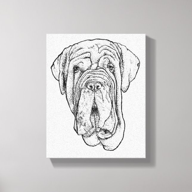Hand-Drawn Mastiff Portrait Canvas Art (Front)