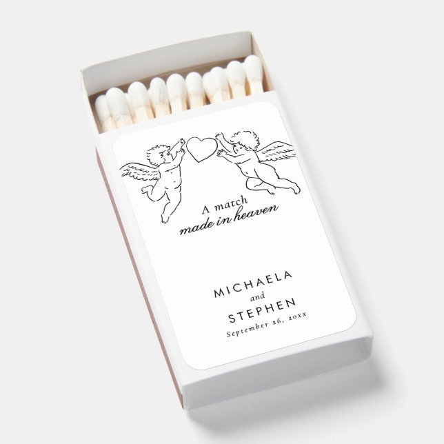 Hand Drawn Match Made In Heaven Wedding Favors (Front Open)