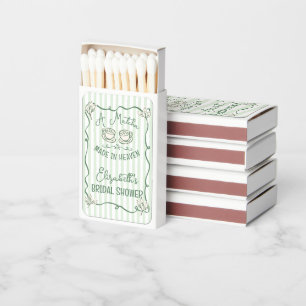 Hand Drawn Matcha Made in Heaven Bridal Favors Matchboxes