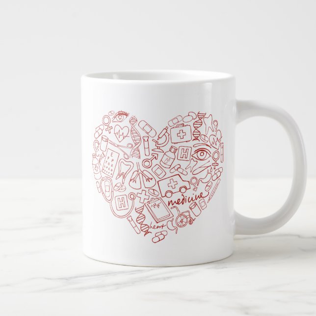Hand Drawn Medial Doodle Logo Giant Coffee Mug (Right)