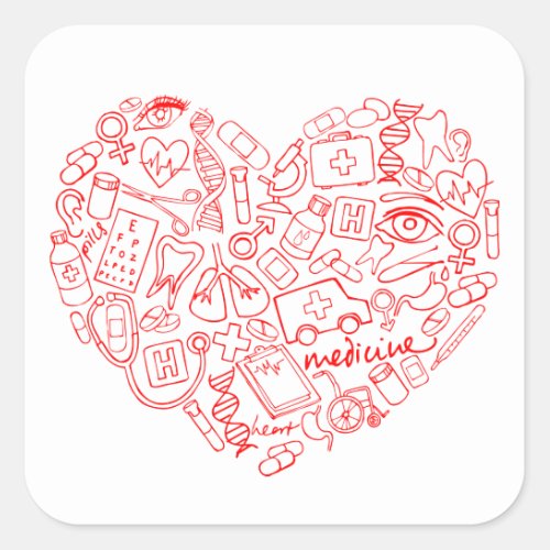 Hand Drawn Medial Doodle Logo Square Sticker