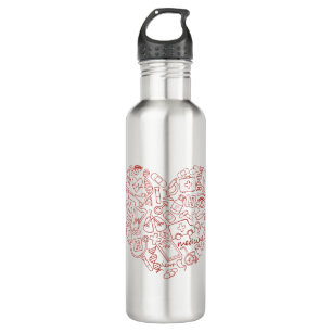 Hand Drawn Medial Doodle Logo Stainless Steel Water Bottle