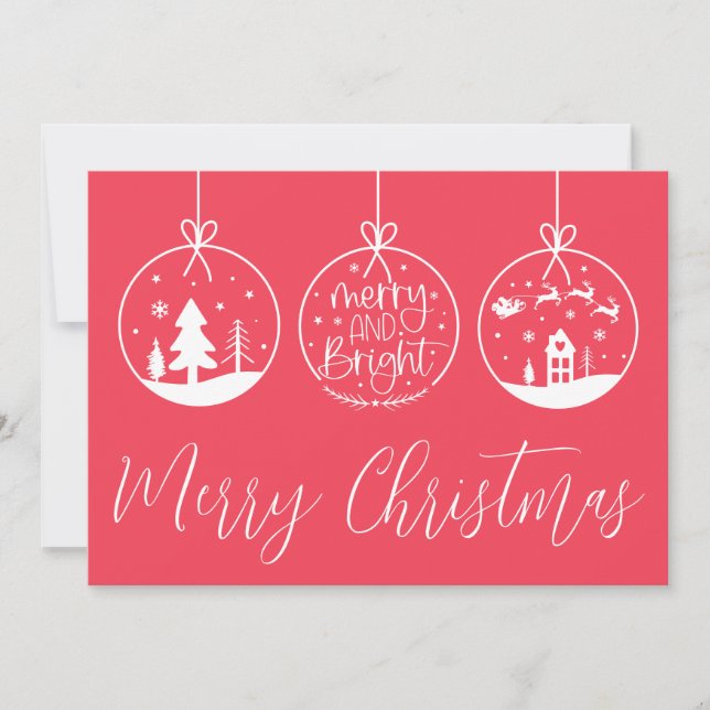 Hand Drawn Merry Bright Christmas Holiday Card (Front)