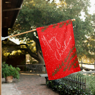 Hand-Drawn Merry Christmas House Flag