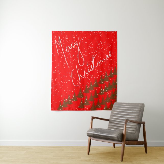 Hand-Drawn Merry Christmas Tapestry (In Situ)