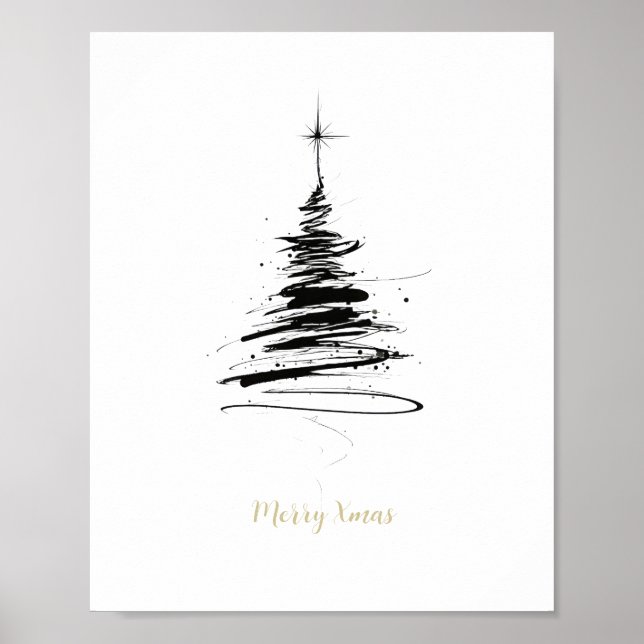 Hand-Drawn Merry Christmas Tree Poster (Front)