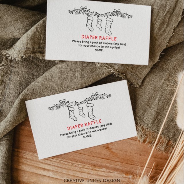 Hand Drawn Merry Little Baby Diaper Raffle Enclosure Card (Creator Uploaded)