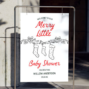 Hand Drawn Merry Little Baby Shower Welcome Foam Board