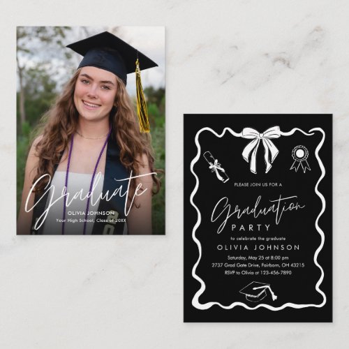 Hand Drawn Mini Photo Graduation Party Enclosure Card