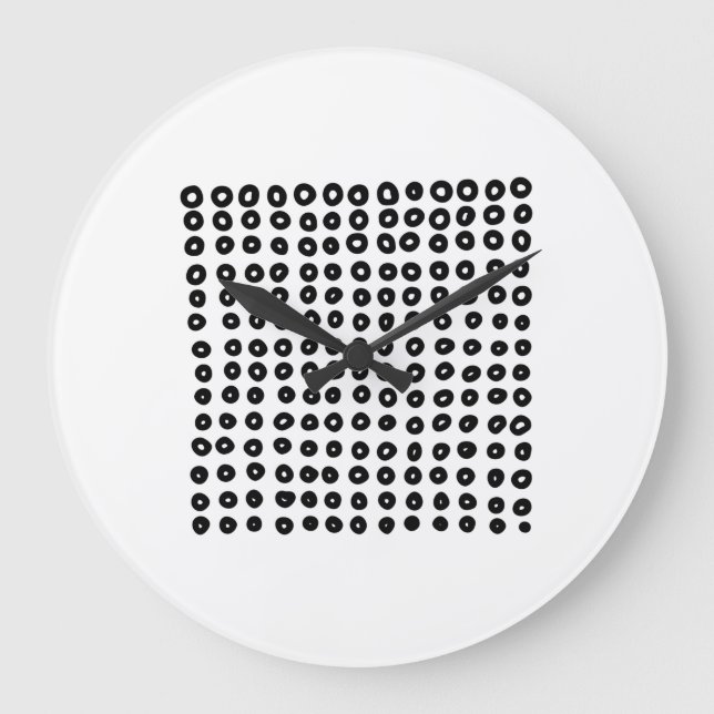 Hand Drawn Minimal Geometric Circle Black White Large Clock (Front)