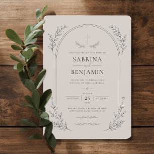 Hand Drawn Minimalist Christian Wedding Invitation