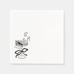 Hand Drawn minimalist Coquette Drinks Wedding Napkins