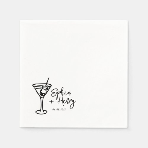 Hand Drawn minimalist Simple Cocktail Wedding  Napkins