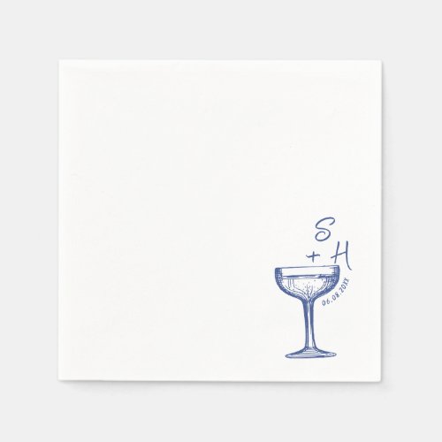 Hand Drawn minimalist Simple Cocktail Wedding  Napkins