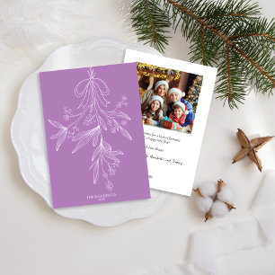 Hand Drawn Mistletoe & Bow Christmas Wisteria Holiday Card