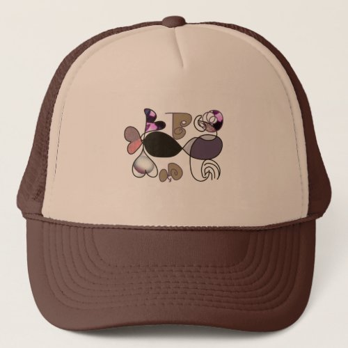 Hand_drawn mixed letters and hearts letter b color trucker hat
