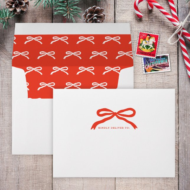 Hand-Drawn Modern Christmas Holiday Red Bow  Envelope (Creator Uploaded)