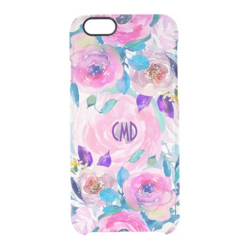 Hand Drawn Modern Colorful Floral Collage GR2 Clear iPhone 66S Case