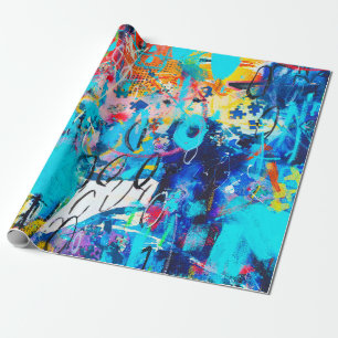 Hand drawn modern Multi Colored mixed media art c Wrapping Paper