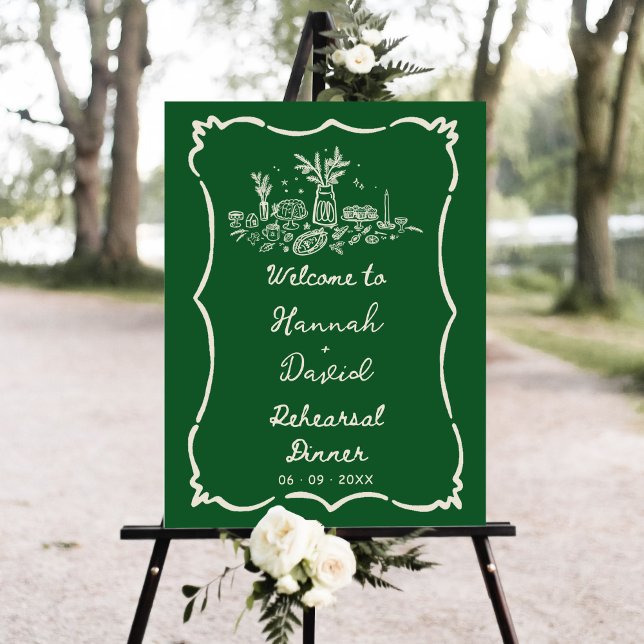Hand Drawn Modern Rehearsal Dinner Welcome Sign (Creator Uploaded)