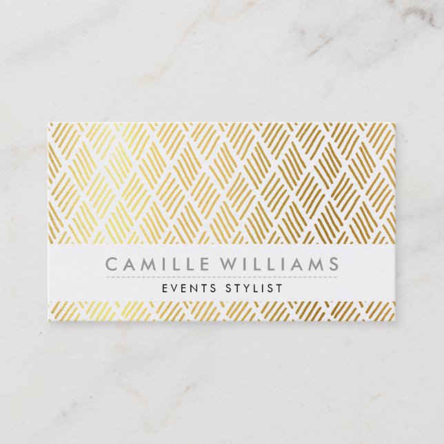 HAND DRAWN modern rustic rough pattern gold foil Business Card (Front)