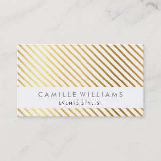 HAND DRAWN modern rustic stripes pattern gold foil Business Card