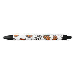 Hand-Drawn Monarch Butterfly Seamless Pattern Pen