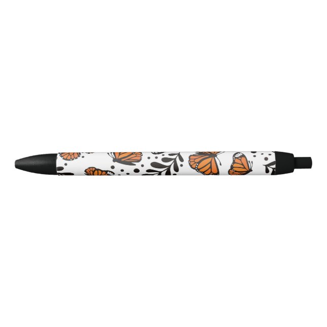 Hand-Drawn Monarch Butterfly Seamless Pattern Pen (Front)