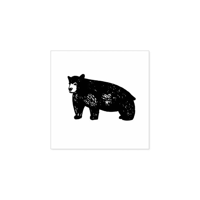 Hand-drawn Monochrome Black Bear Rubber Stamp (Imprint)