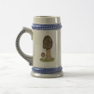 Hand Drawn Morel Mushroom Beer Stein