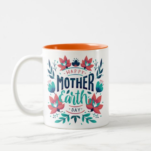 Hand Drawn Mother Earth Day Design-23184 Two-Tone Coffee Mug (Left)