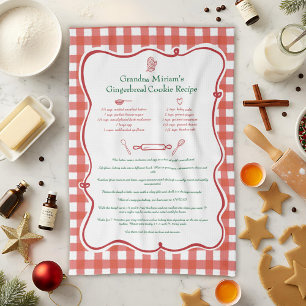 Hand Drawn Mother's Day Keepsake Family Recipe Kitchen Towel
