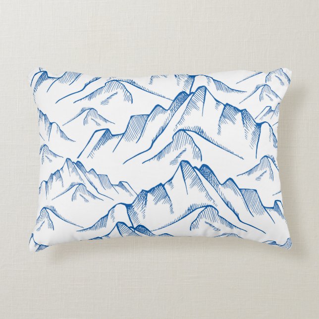Hand-Drawn Mountain Landscape Pattern. Accent Pillow (Front)