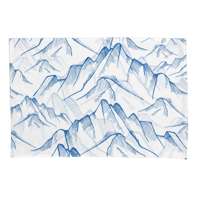 Hand-Drawn Mountain Landscape Pattern. Pillow Case (Front)