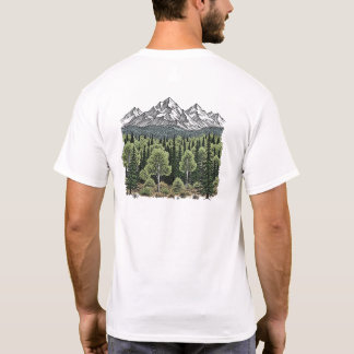 Hand Drawn Mountain Landscape Rustic Nature & Fore T-Shirt