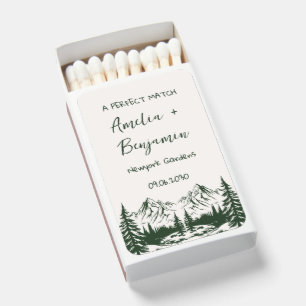 Hand Drawn Mountain Summer Wedding Matchboxes