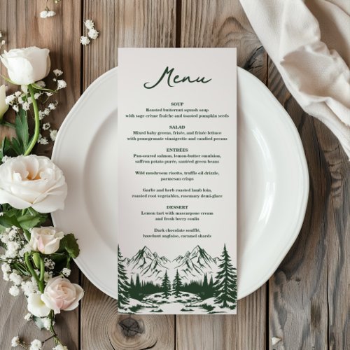 Hand Drawn Mountain Summer Wedding Menu
