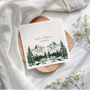Hand Drawn Mountain Summer Wedding Napkins