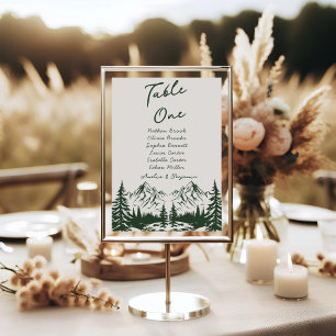 Hand Drawn Mountain Summer Wedding Table Number
