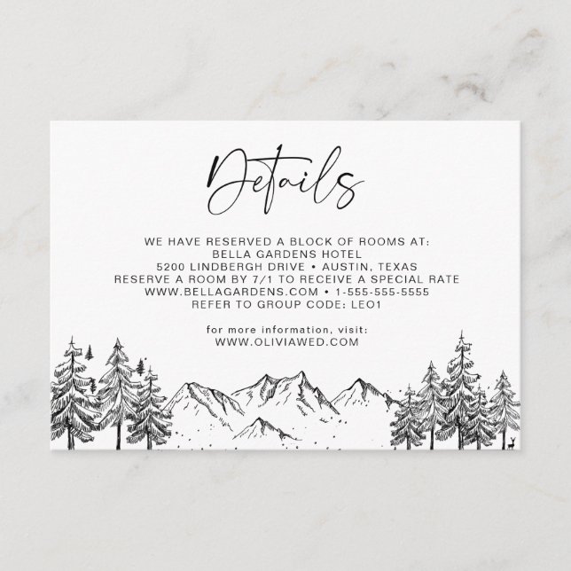 Hand Drawn Mountains Forest Details Enclosure Card (Front)