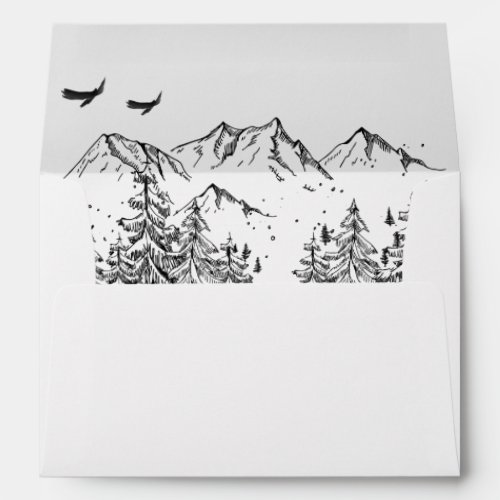 Hand Drawn Mountains Forest Envelope