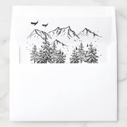 Hand Drawn Mountains Forest Envelope Liner