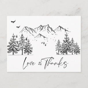 Hand Drawn Mountains Forest Thank You Postcard