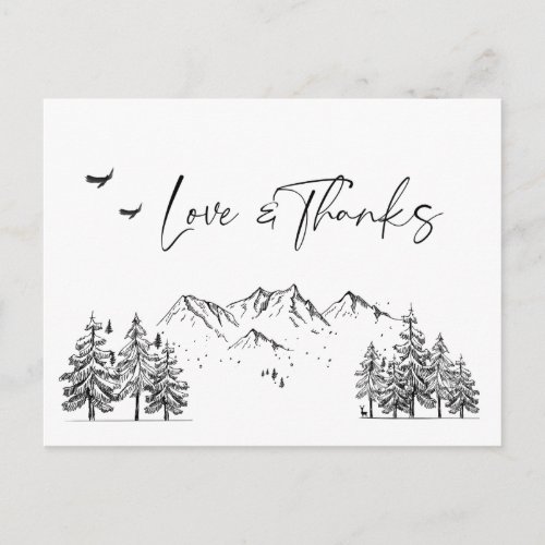 Hand Drawn Mountains Forest Thank You Postcard