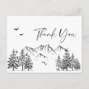 Hand Drawn Mountains Forest Thank You Postcard